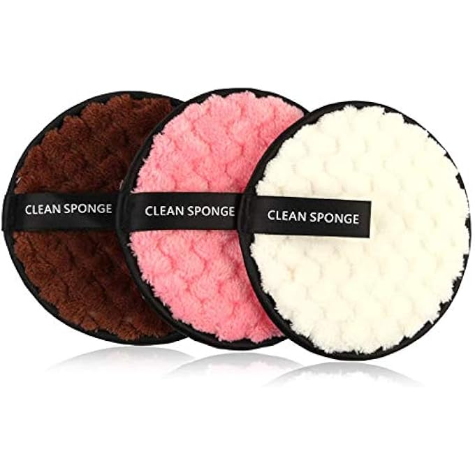 Vtrem (أبيض / وردي / بني) - وسادات إزالة المكياج القابلة لإعادة الاستخدام بـ 3 ألوان، كرات ناعمة لتنظيف الوجه، مناشف، قماش مزدوج الجوانب قابل للغسل، قماش إزالة المكياج من الألياف الدقيقة متعدد الوظائف، أبيض، وردي، بني - Image 1